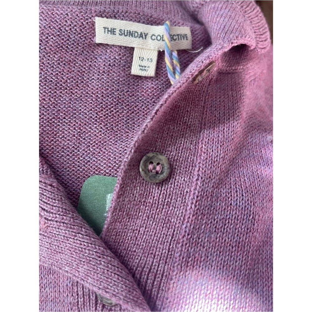 The Sunday Collective Knit Top Girls Lavender Purple Organic Cotton Peplum NWT - Picture 7 of 8